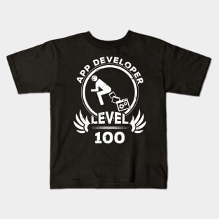 Level 100 App Developer Funny Programmer Gift Kids T-Shirt